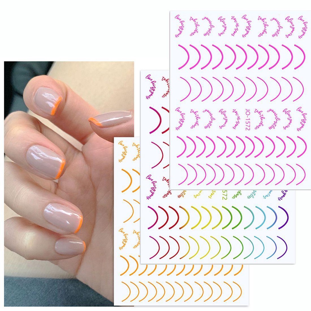 AUGUSTINA Agustin 3D Garis Garis Garis Stiker Kuku Perekat Diri Pelangi Hologram laser Wanita Manicure Aksesoris Fluorescence Nail Art Striping Tape