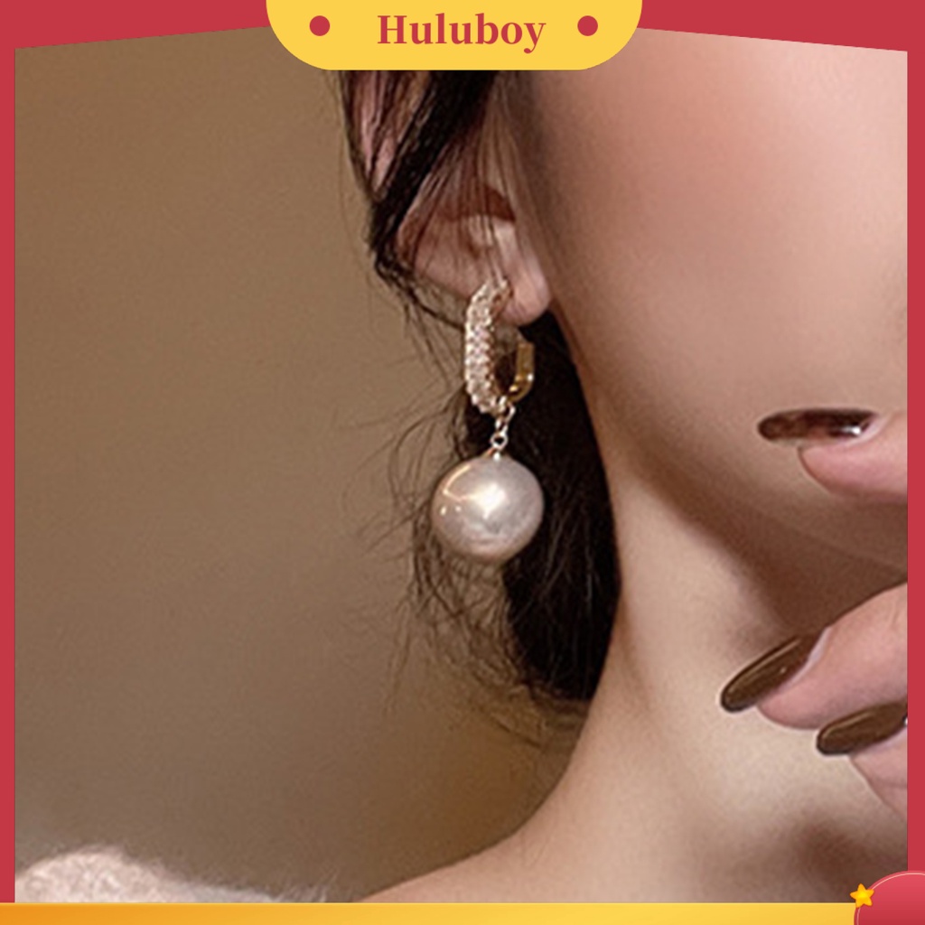 Hu Hu Hu Hu Hu Alat Bantu Pasang Kacamata♡ 1 Pasang Anting Tusuk Gantung Wanita Hias Cubic Zircon + Mutiara Imitasi Gaya Korea Untuk Pesta