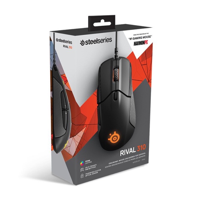 Mouse SteelSeries Rival Black 310 TrueMove3 Custom Sensor - Gaming RGB