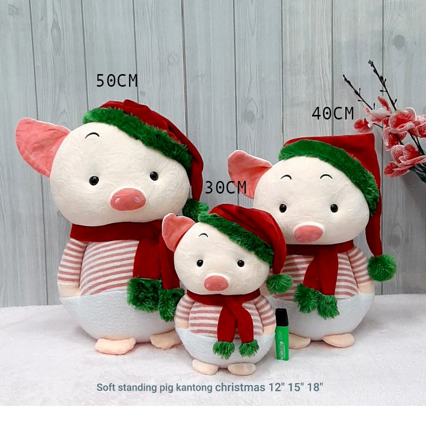 boneka floppy Pig cute soft import besar 50cm lembut piglet natal santa rusa