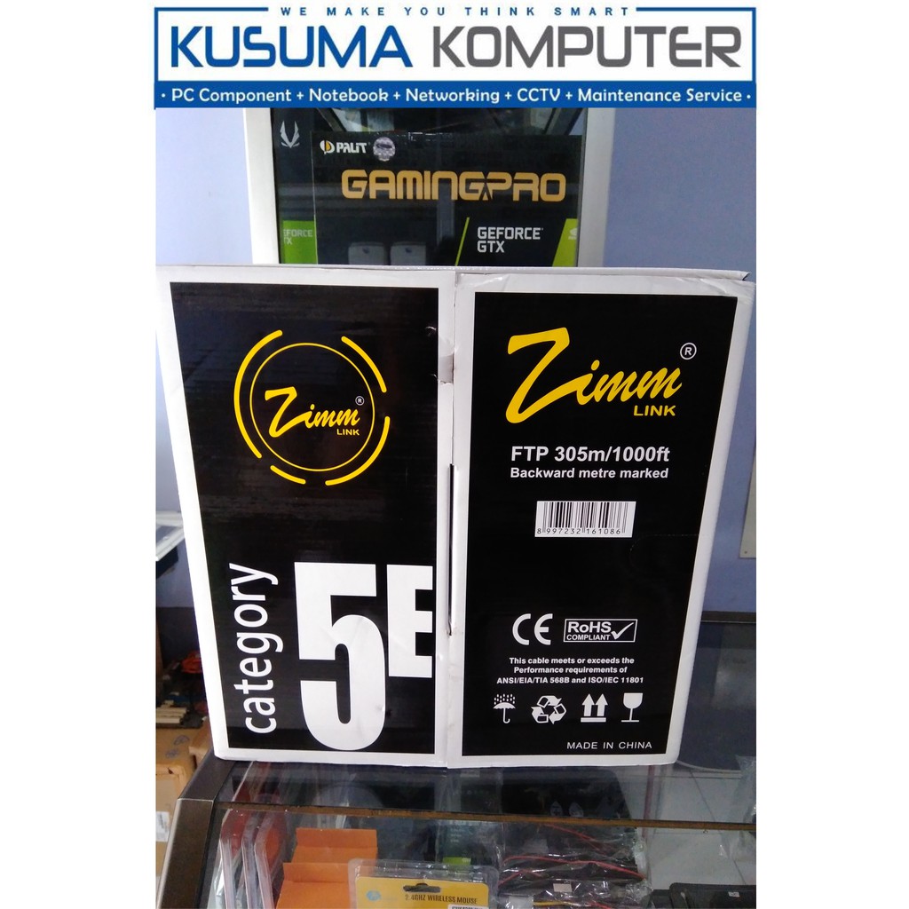 Zimmlink FTP CAT5 CCA-OD double jacket 305M outdoor Kabel lan jaringan