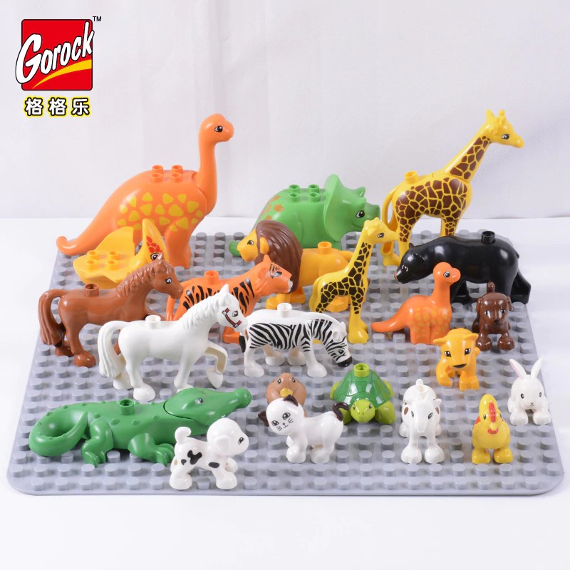 Gorock 28 Style Cute Animal Zoo Forest Farm Big Building Blocks Kids Toys Diy Set Brick Compatible - cute animal hats roblox