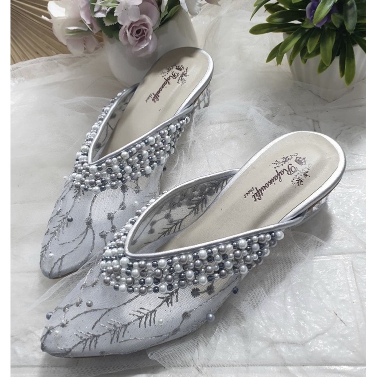 sepatu kathy silver tinggi 3’5cm kaca