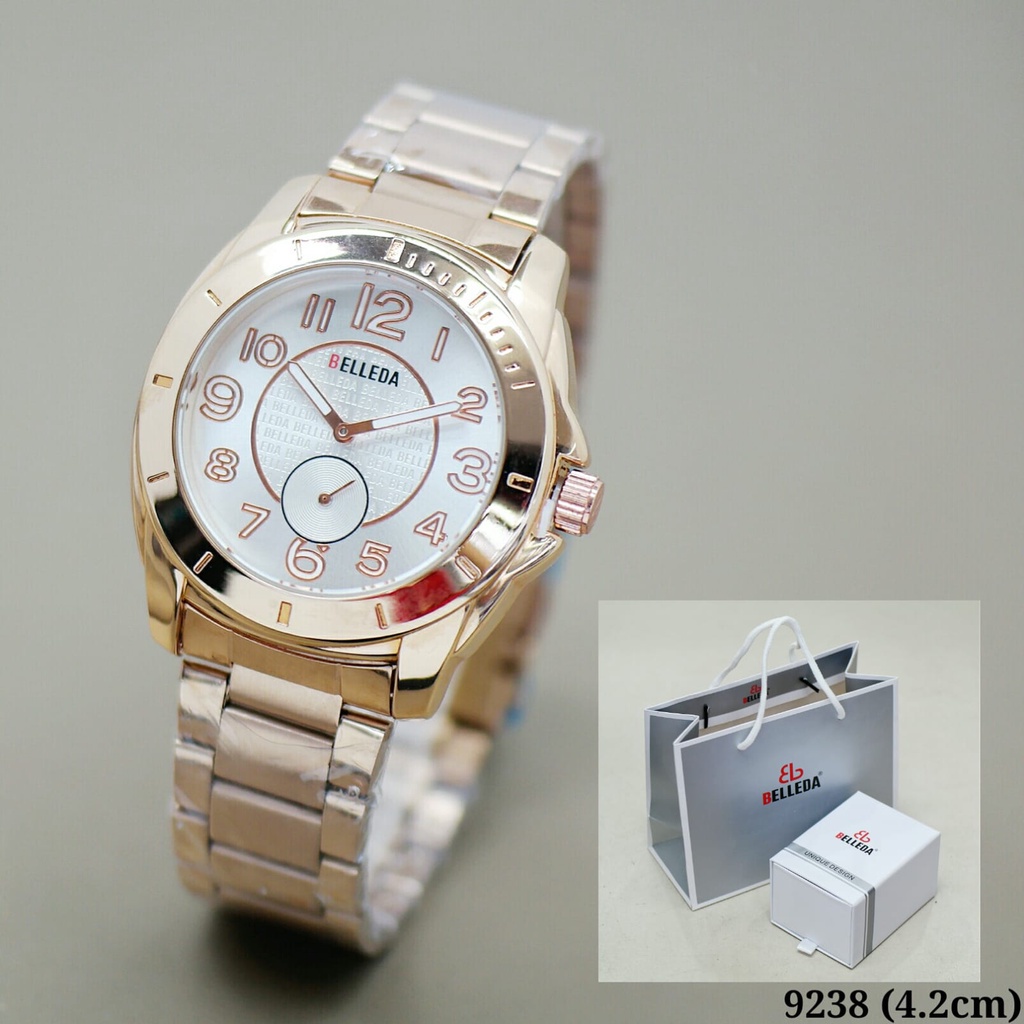 Belleda 9238 - Jam Tangan Rantai Wanita Murah - Stainless Steel - Anti Air - Original