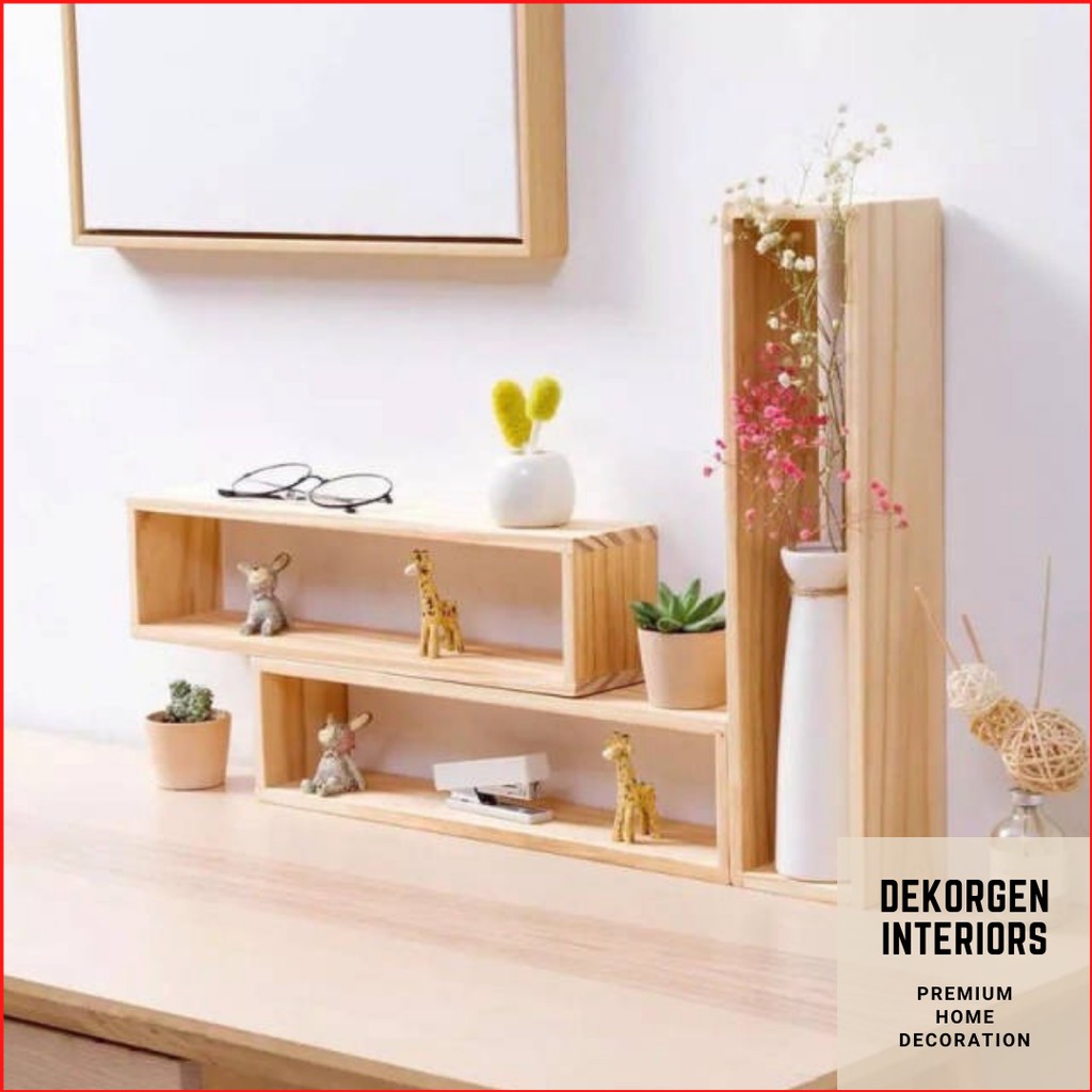 Rak Meja Persegi Panjang Dekorasi Rak Hiasan Meja Rak Kayu Rak Bunga Rak Dinding Hiasan Dinding