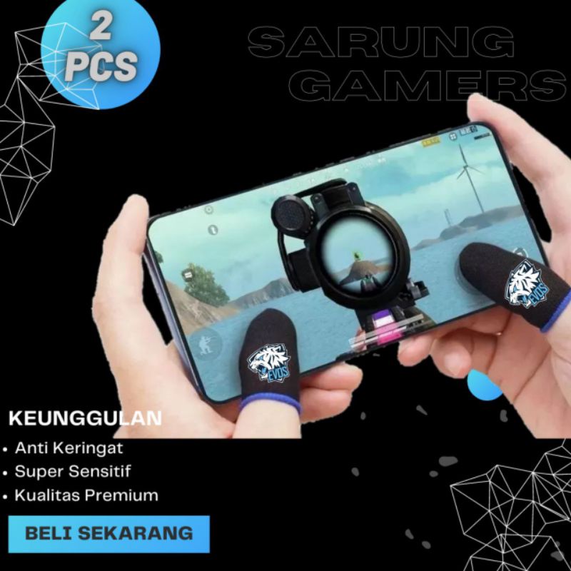 EVOS Sarung Jempol Jari Anti Basah Keringat Super Game FF ML PUBG Super Sensitif