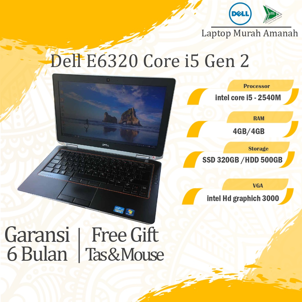 Laptop Termurah Dell E6320 Core i5 Gen 2 Mulus Dan Original Bergaransi 6Bln