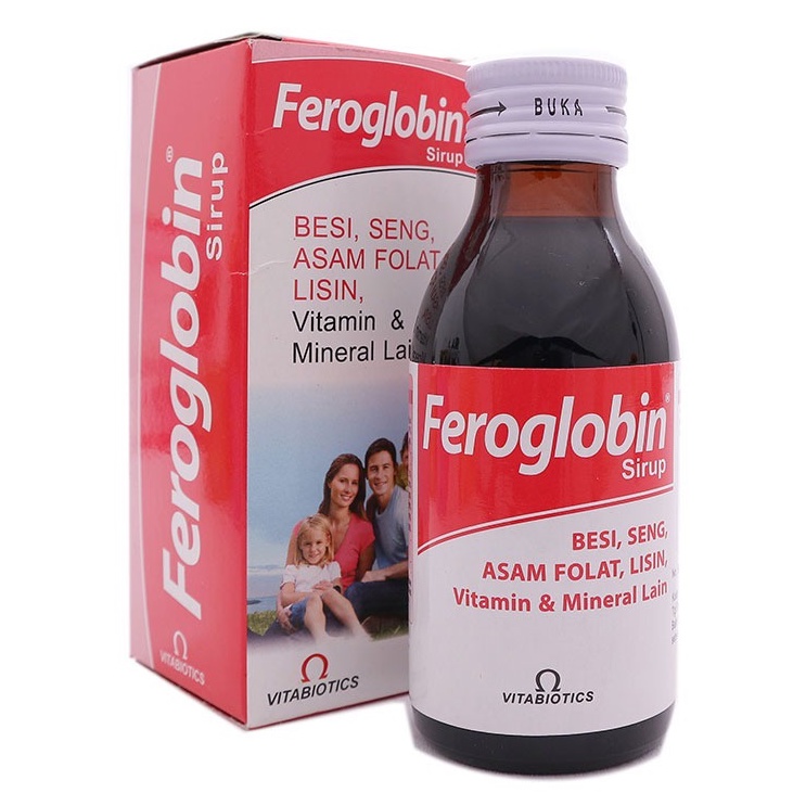 Feroglobin Syrup 100 ml / Suplemen Penambah Darah / Vitamin Kesehatan
