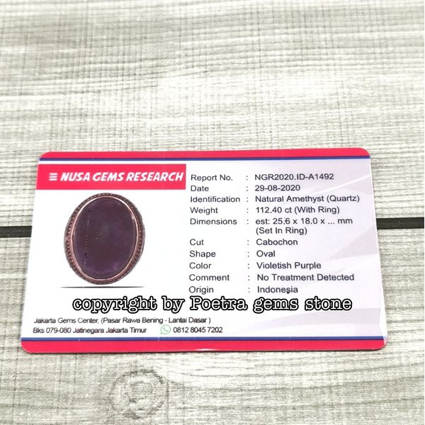 CINCIN NATURAL KECUBUNG AMETHYST BIG SIZE FREE MEMO