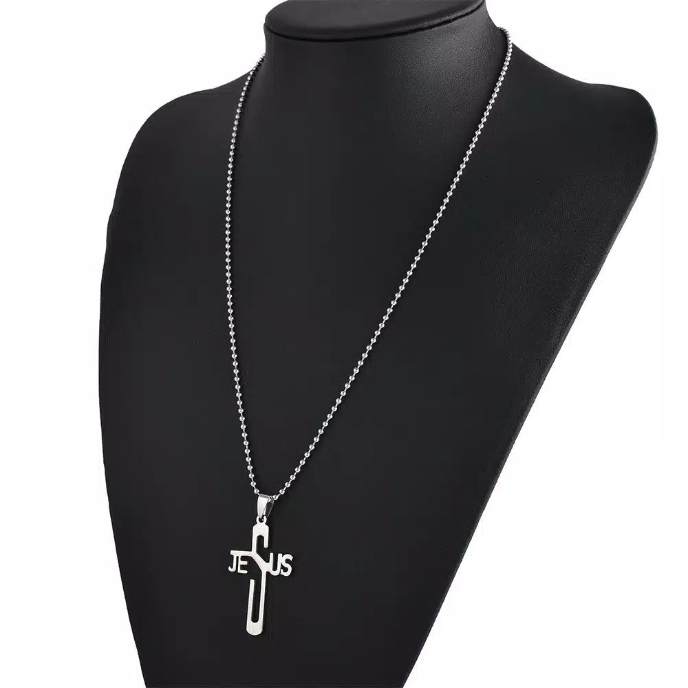 Kalung Stainless Steel Yesus Salib untuk Pria