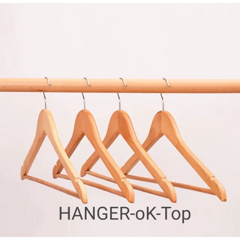 Hanger kayu palang natural dewasa jual per 12pcs