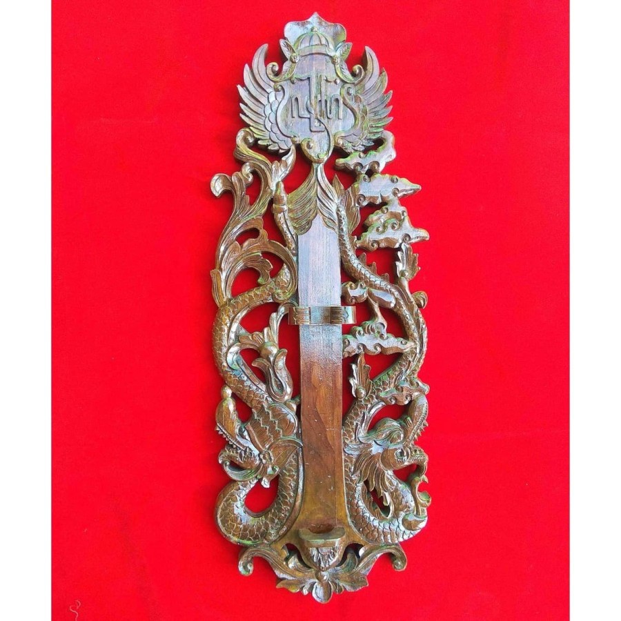 Blawong Keris Model Naga Liong Kembar Lambang Keraton Jogja Kayu Jati