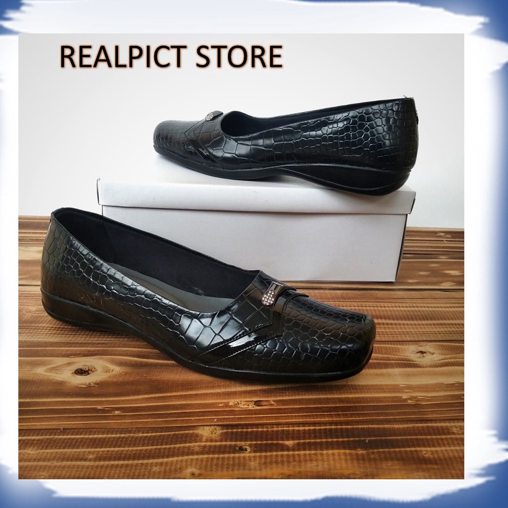 Sepatu Pantofel Flat Wanita Hitam - Sepatu Formal Wanita Flat Terbaru