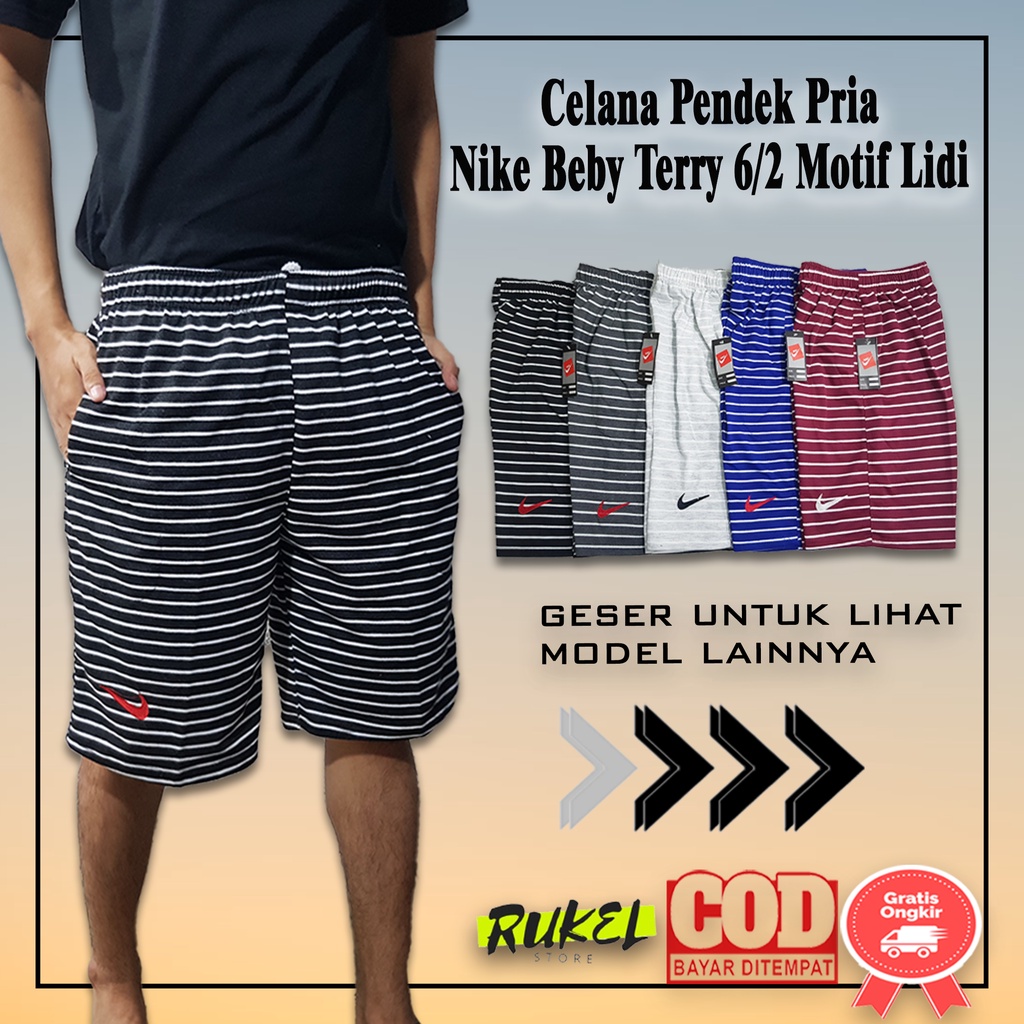 Celana Pendek Kolor Pria Boxer Santai Motif  Salur Bahan Baby Terry Ukuran All Size Dewasa  -62-NK.LDI