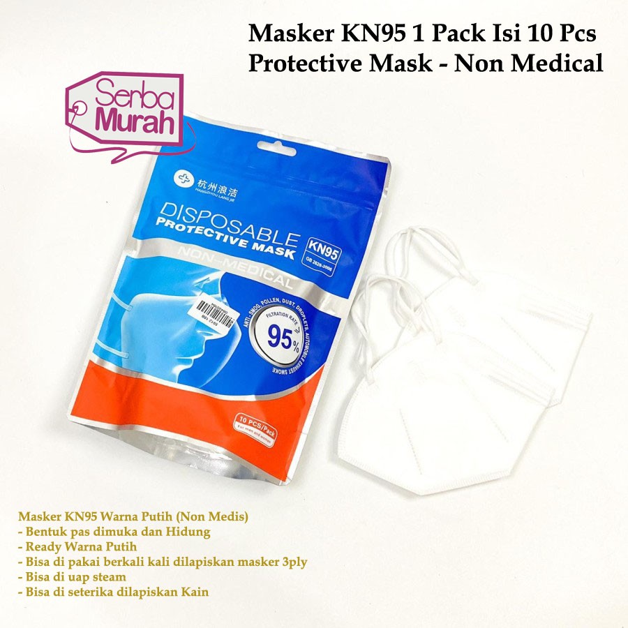 Masker KN95 1 Pack Isi 10 Pcs Protective Mask / Masker Mulut Warna Putih