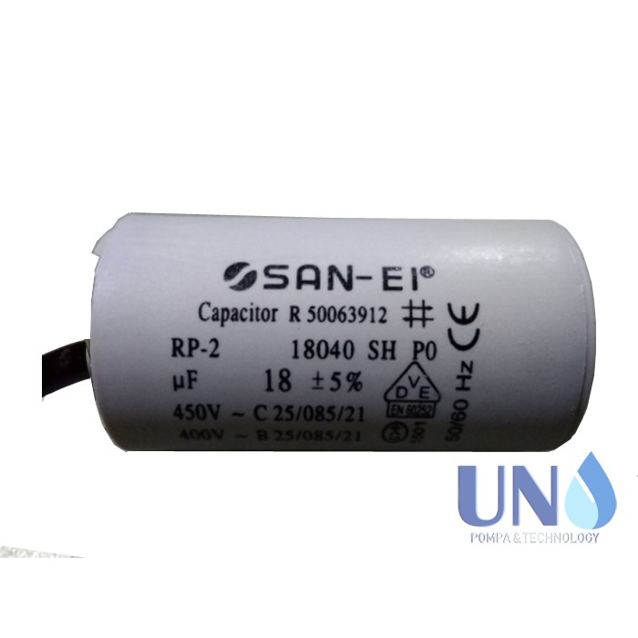 18 uf / 450 Volt SanEi Capacitor / Kapasitor Bulat Pompa Air