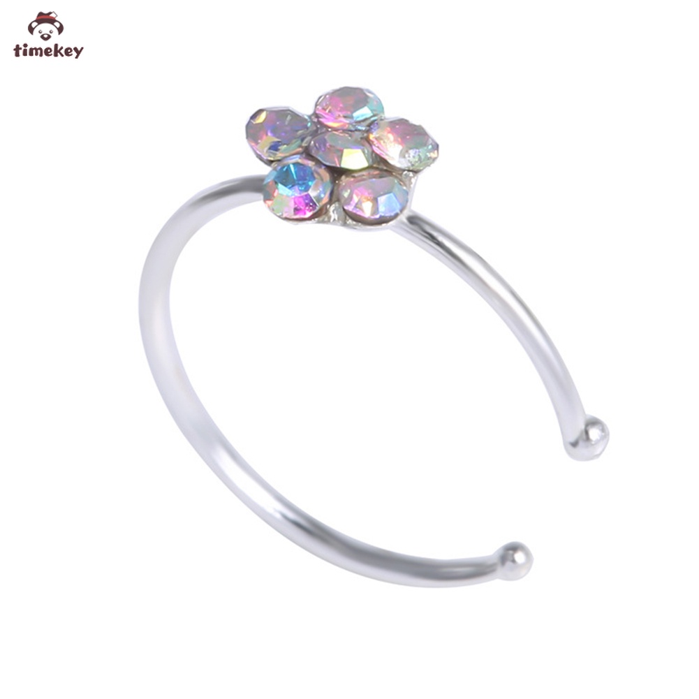 【TK】 Fashion Plum Blossom Rhinestones C-shaped Nose Rings Body Piercing Accessories