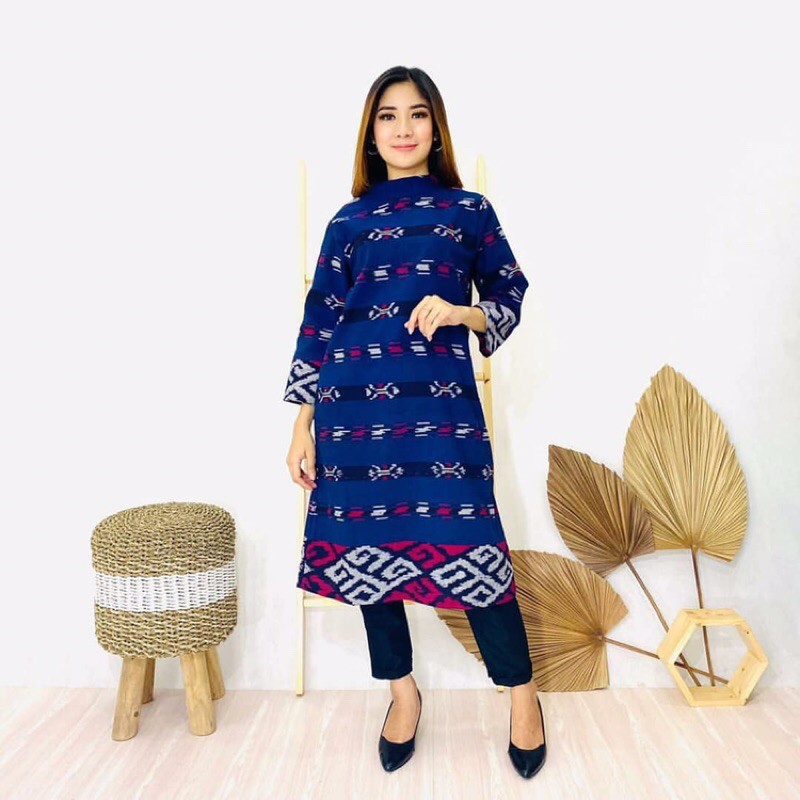 BAJU TENUN WANITA MOTIF TORAJA TUNIK TENUN