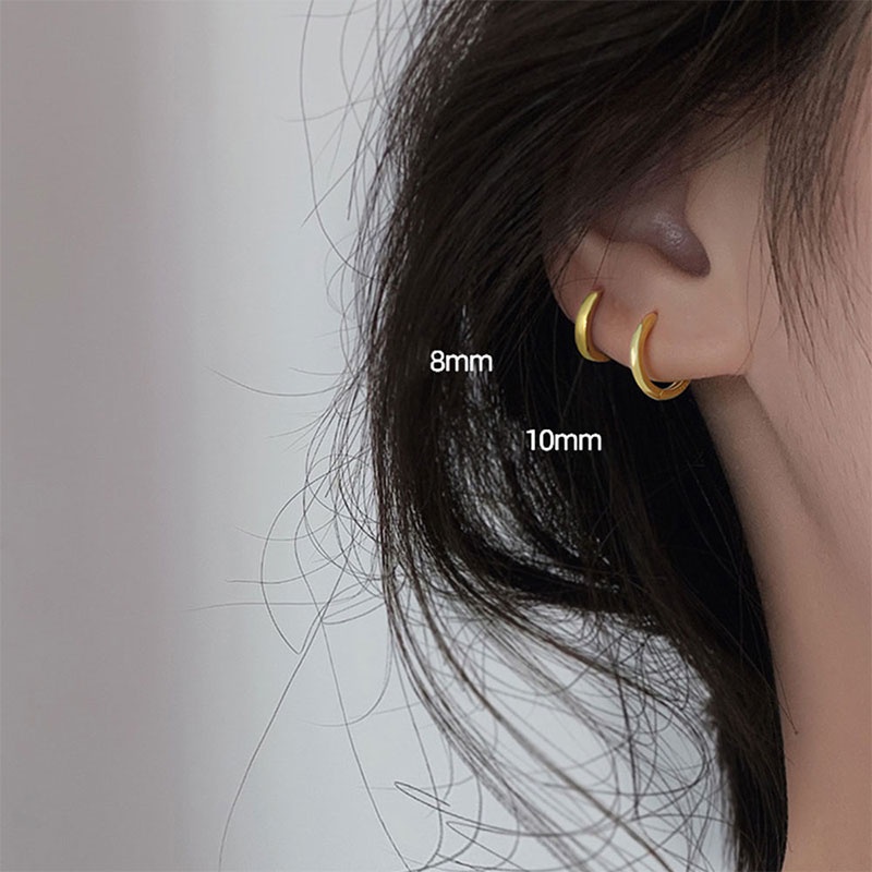 1 Pair Dasar Anting Hoop Kecil Sederhana Tabung berlapis Emas Anting Lingkaran Stud