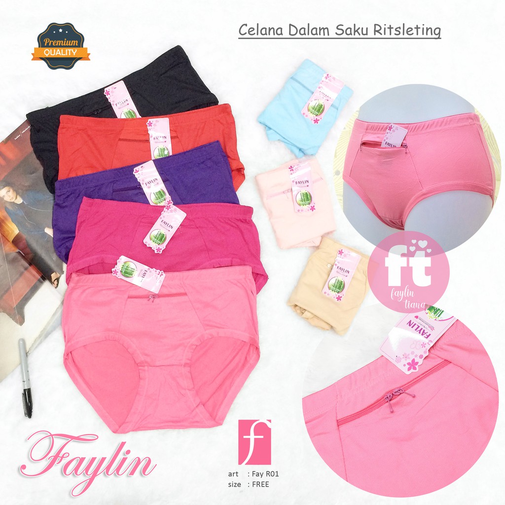 FAYLIN | Celana Dalam Wanita Kantong RITSLETING / Cd Saku RESLETING / BAHAN ADEM LEMBUT/ art Fay R01