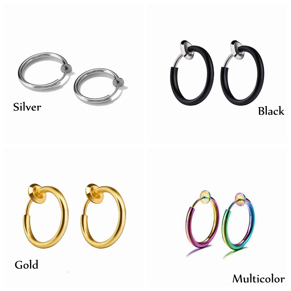 Anting Hoop Tanpa Tindik Bentuk Nanas Bahan Stainless Steel Warna-Warni Untuk Pria Dan Wanita