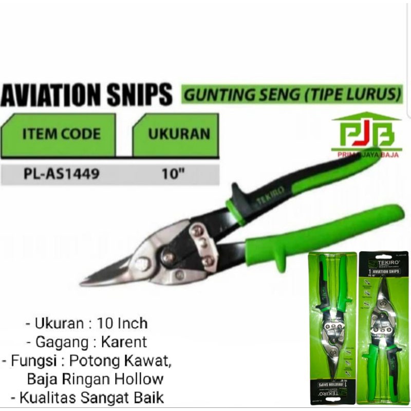 

Gunting Baja ringan/ Hollow/ Seng berkualitas Tekiro 10inch