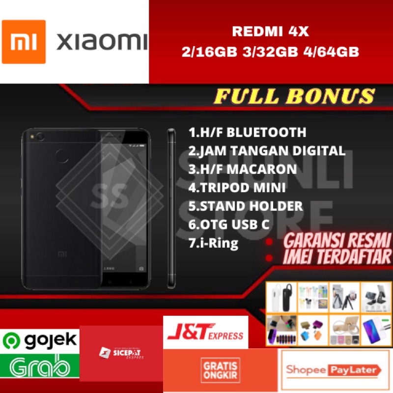 XIAOMI REDMI 4X RAM 2/16GB 3/32GB 4/64GB NEW 100% ORIGINAL GARANSI DISTRIBUTOR