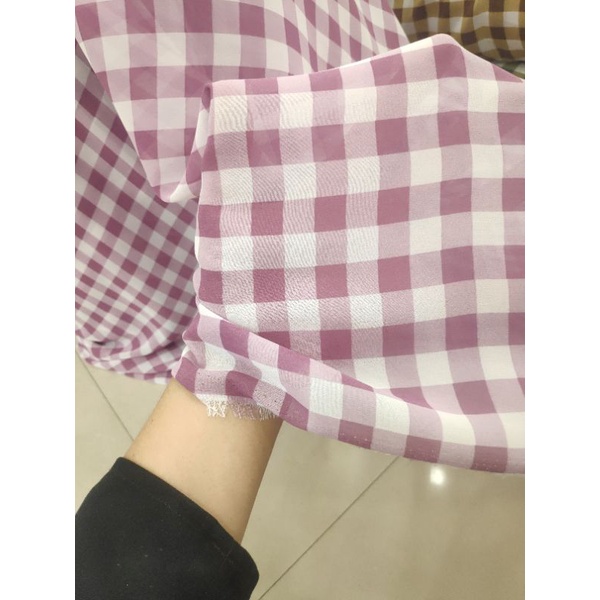 Kain Sifon Chiffon Babydoll Motif Kotak Checkered