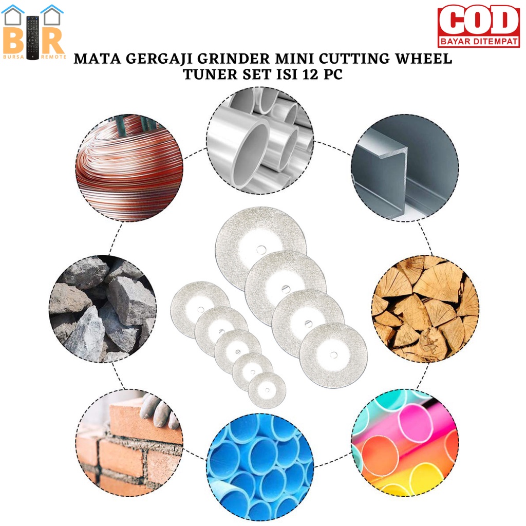 Mata Gerinda Diamond Cutting Potong Disc Wheel Tool Mini Disk Set 12 Pcs