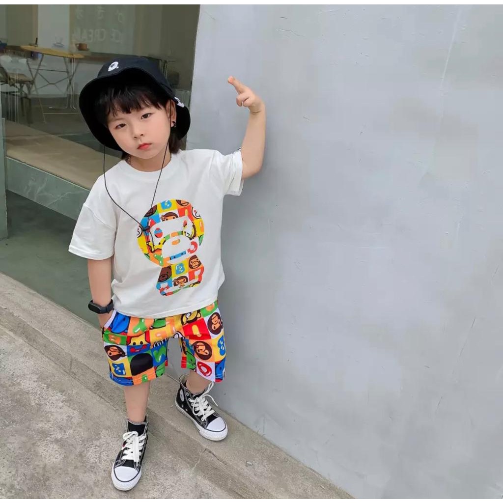 SETELAN BAJU ANAK LAKI LAKI DAN PEREMPUAN BAPE BABY MILO SIZE 1-5 TAHUN TERBARU TERLARIS BAHAN KATUN PREMIUM/ SETELAN BAJU ANAK LAKI LAKI/ SETELAN BAJU ANAK PEREMPUAN/ BAJU ANAK LAKI LAKI/ BAJU ANAK PEREMPUAN/ SETELAN BAJU BAPE BABY MILO ANAK TERBARU