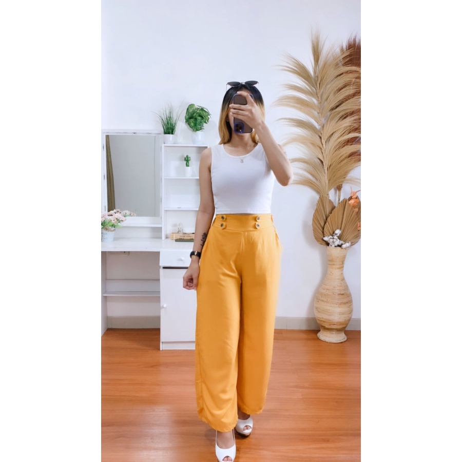 BEFAST - ZRX OOTD Celana Highwaist RONY / Celana Kulot Highwaist - Linen Cullote Double Button / Celana Panjang Kulot Kekiniaan Remaja / Kulot banyak Warna / Celana Panjang Trendy / Termurah / OOTD Ala Korean Style