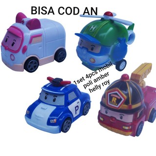 Mainan Mobil  Robocar Polly Roy Amber Helly Isi  4 Pcs Mobil  