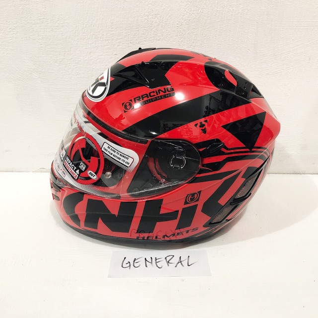 Helm NHK Terminator Motif Road Red Black Merah Hitam Double Visor Full Face