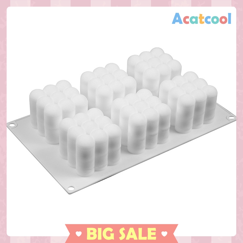 6 Cavities 3D Cube Candle Plaster Mould Silicone Square Bubble Dessert Mold