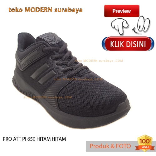 Sepatu pria sepatu casual sneakers tali PRO ATT PI 650 HITAM HITAM