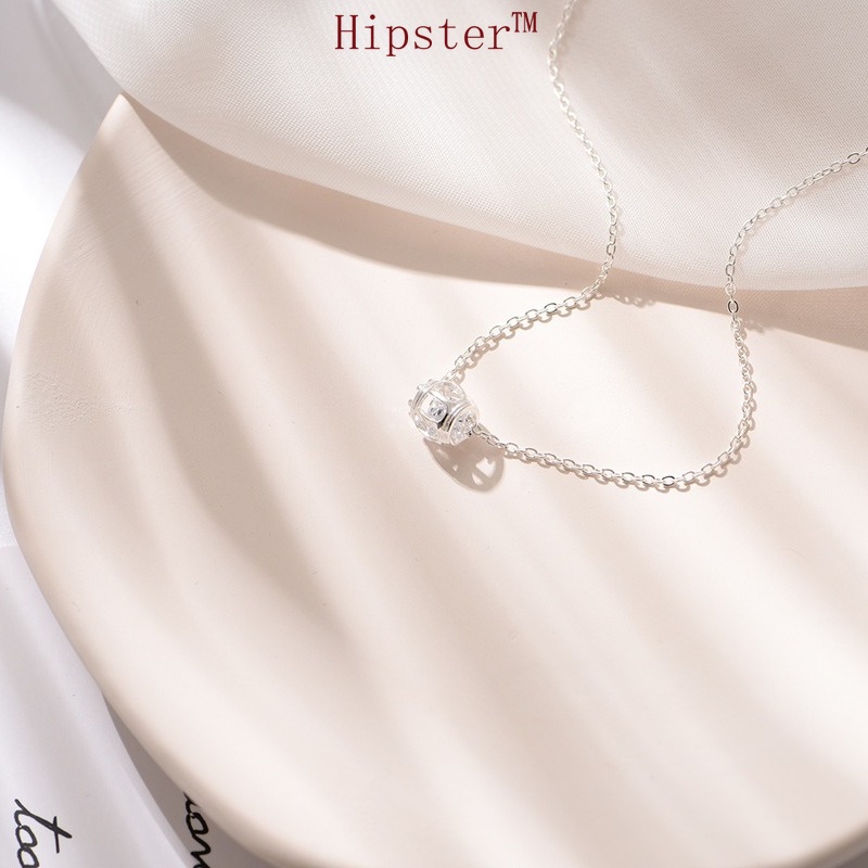 INS Affordable Luxury Style Simple Zircon Hollow Pendant Silver Necklace