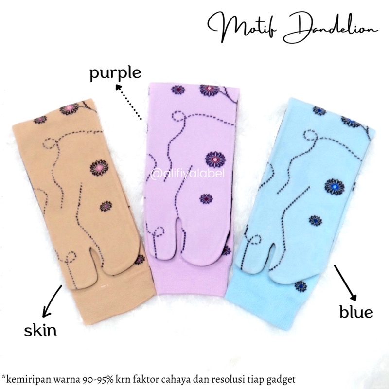 KAOS KAKI JEMPOL MUSLIMAH NILON “Motif Dandelion” / KAOS KAKI NILON TAPAK HITAM