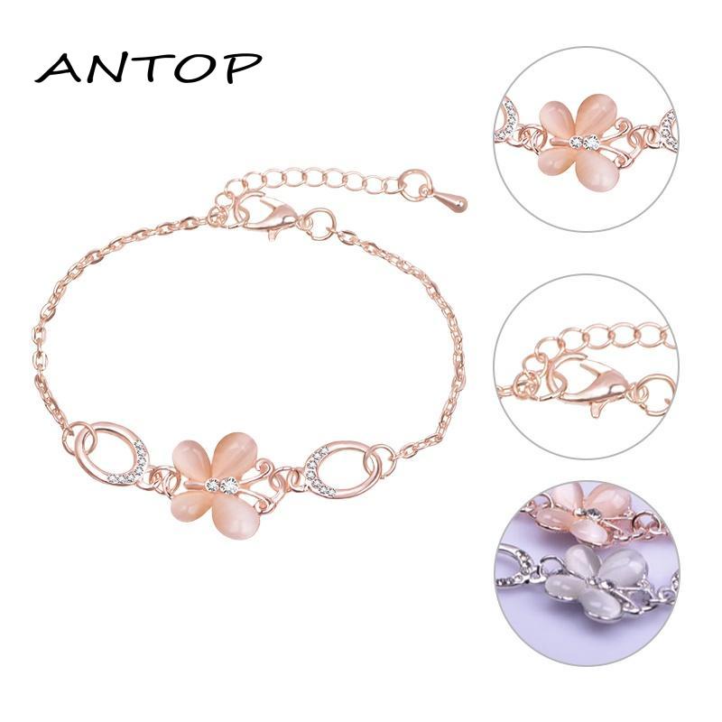 1 Pcs Korean Gelang Titanium Wanita Anti Karat Selamanya Kupu Berlian Bracelet ANTOP