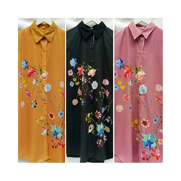 Tunik Silk Printing Cantik Elegan