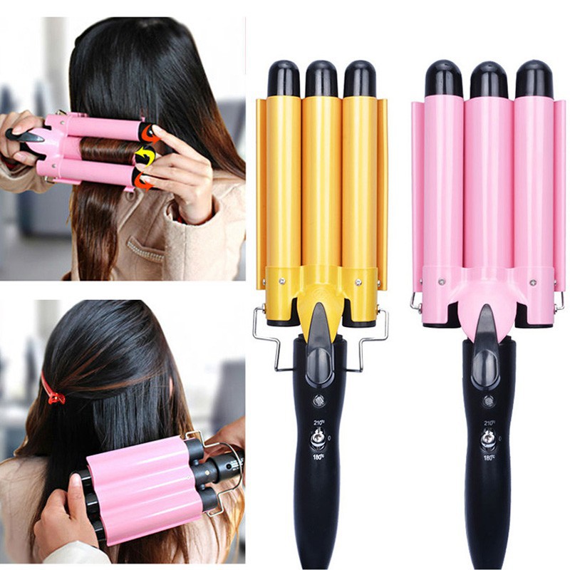 Digital Ceramic Triple Barrel 3 Rods Hair Wave Waver Curling Iron