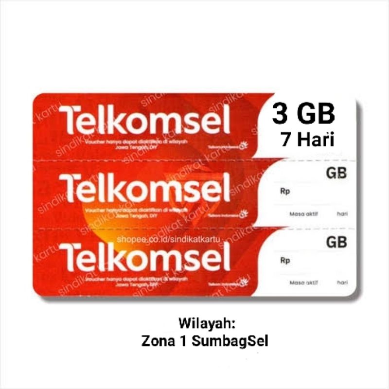 Voucher Kuota Telkomsel 3 GB (7 Hari)