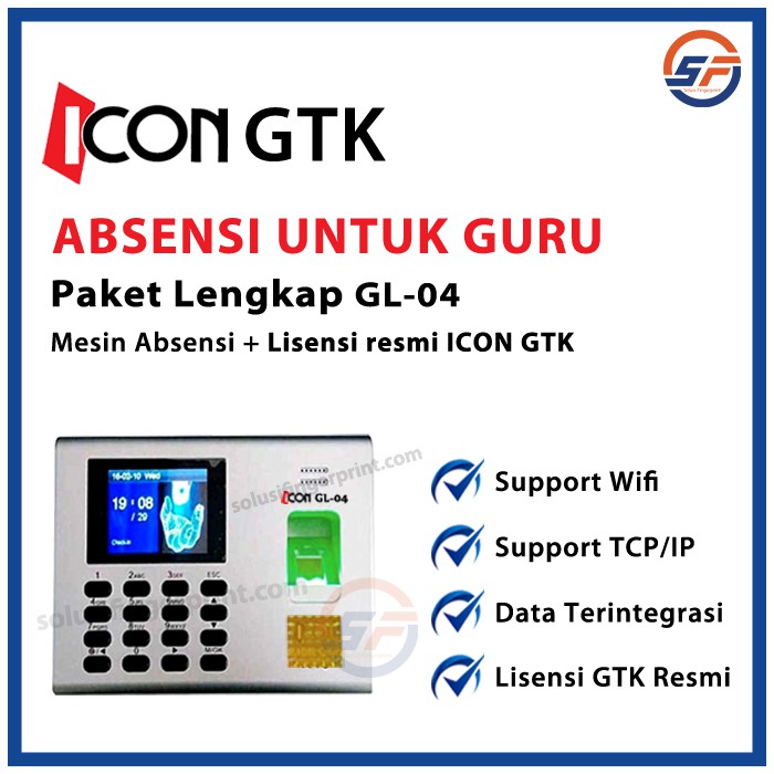 Absensi Guru Paket Lengkap Mesin Absen + Lisensi ICON GTK GL04