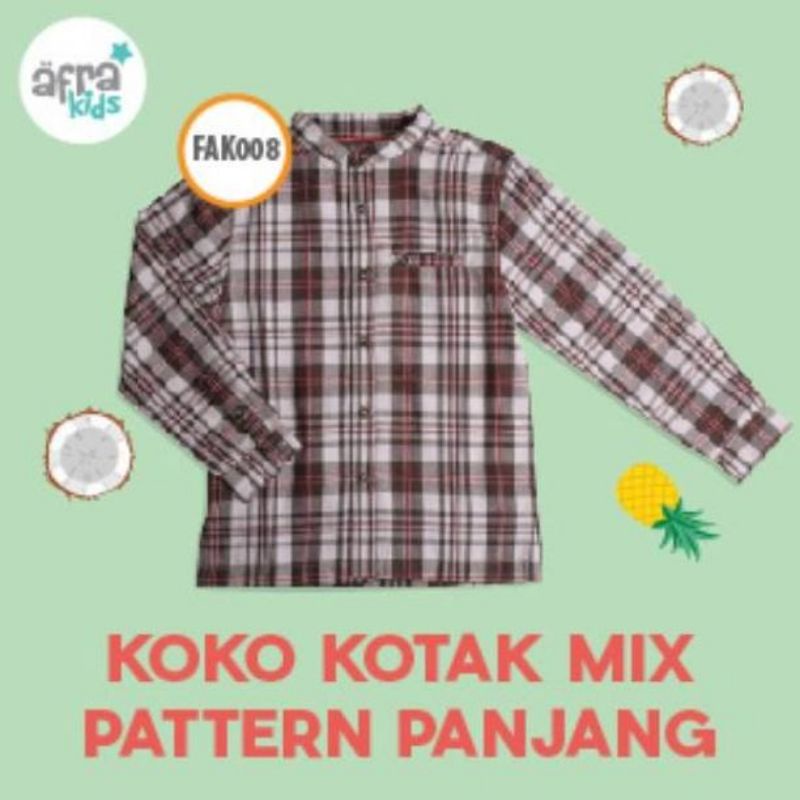 Kemeja Koko Anak Afrakids FAK001 - Pendek | FAK007 - Pendek | FAK008 - Panjang &quot;Koko Kotak Mix Pattern&quot;