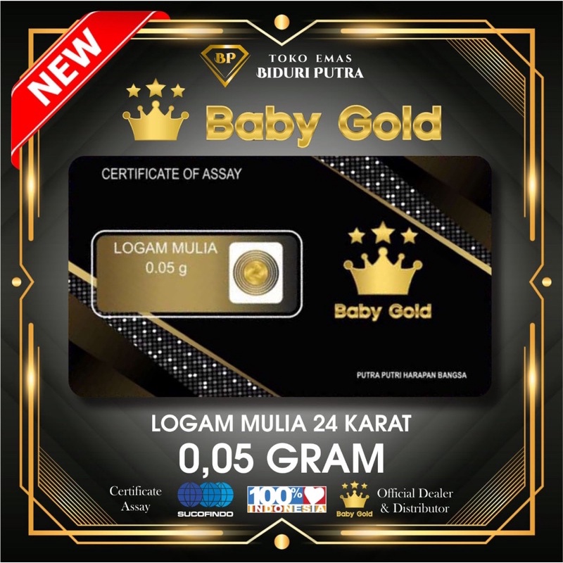 EMAS MINI MICRO GRAM 0.05gram LOGAM MULIA 24KARAT DIJAMIN ASLI ORIGINAL TERMURAH SOUVENIR GIFT HADIAH KADO BABYGOLD/ MINIGOLD / MINIGRAM