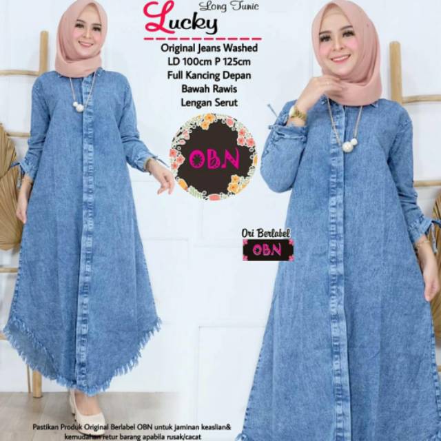 LUCKY JEANS LONG TUNIK/TUNIK JEANS WANITA/FASHION WANITA