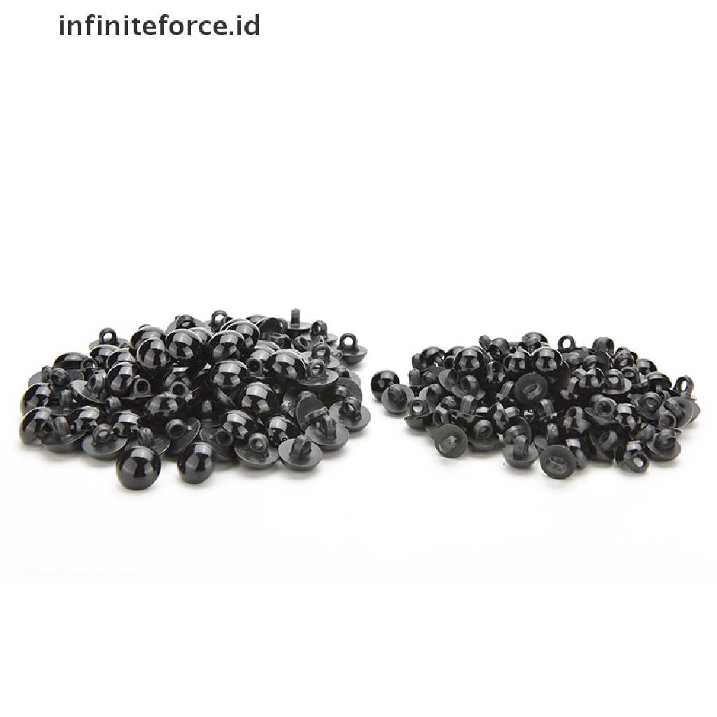 (Infiniteforce.Id) 100pcs / Set Kancing Bulat Bentuk Jamur Warna Hitam Untuk Diy