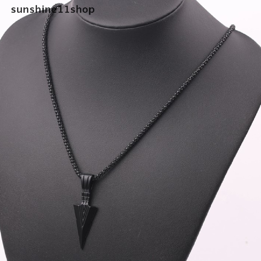 Sho 1pc Kalung Rantai Panjang Liontin Anak Panah Warna Hitam / Emas / Silver Untuk Wanita