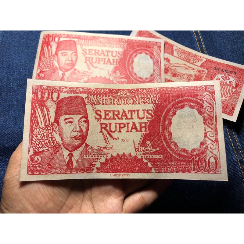 Uang Kuno 100 Rupiah Soekarno 1964 Seri BK Langka