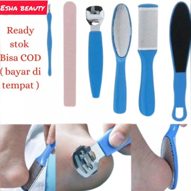 Alat Manicure Pedicure Set 8in1 / Alat Perawatan Kaki Penghalus Tumit Kaki Yang Pecah2 / 1Set 8pcs Pembersih kuku dan kaki