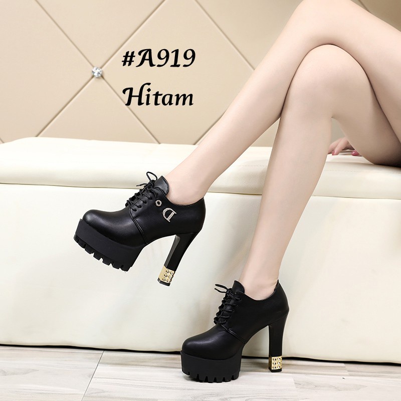 SEPATU WANITA IMPOR BOOTS HIGH BLOCK KOREA #A919